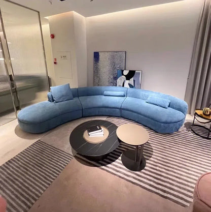 Curved sofa minimalist designer large corner fabric sofa combination