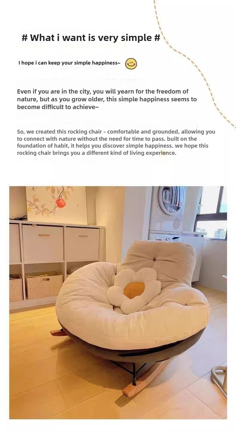 Single Lazy Rocking Chair,internet Famous White Sofa,balcony,living Room,bedroom,Nordic Italian Style Leisure Rocking Chair,sofa