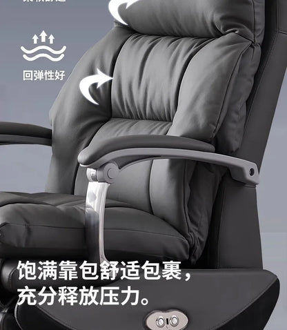 AOLIVIYA Top Layer Cowhide Electric Executive Chair for Home Office Comfortable Computer Swivel Chair Business President Reclini