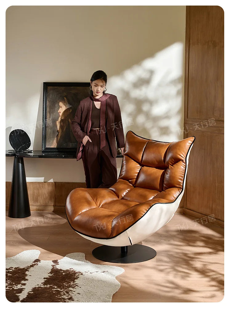 Living room balcony designer antique leisure chair leather lazy sofa