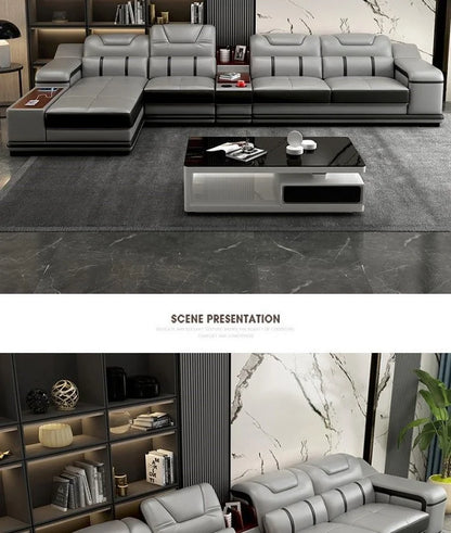 Genuine Leather Luxury Sofas Italian Minimalist Living Room Apartment Sofas Comfortable Straight Chaises De Salon Furnitures
