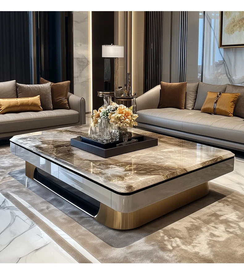 l*Light luxury large coffee table microcrystalline stone modern large apartment flat marble 2025 new