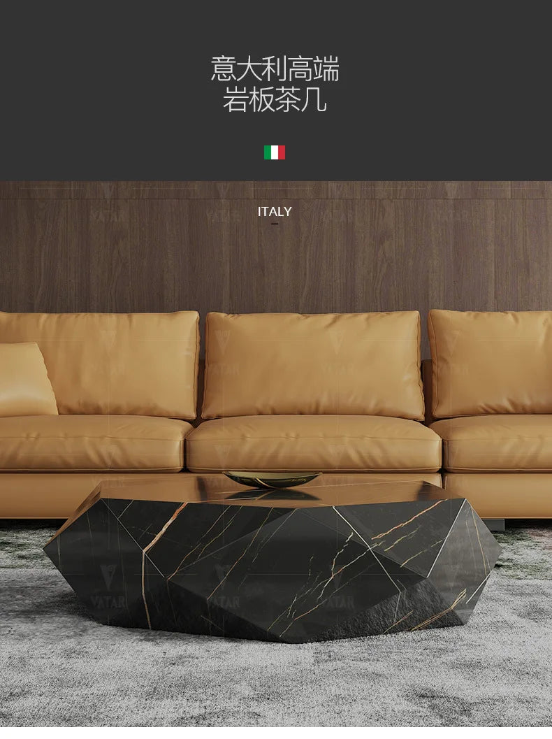 Living room creative water chestnut rock slab coffee table luxury tea table Nordic modern simple diamond rock slab coffee table