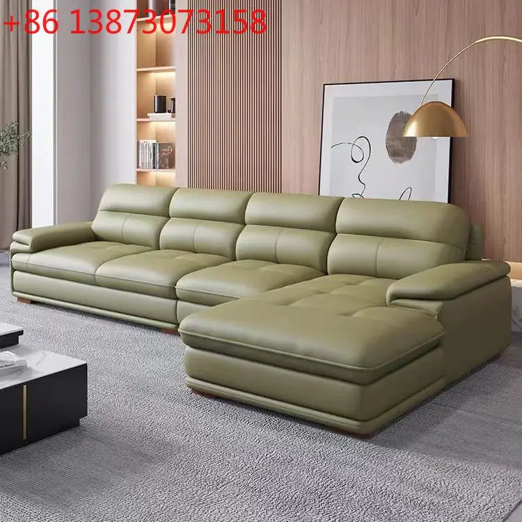 Italian leather sofa modern simple living room left and right concubine small apartment Nordic leather sofa combination
