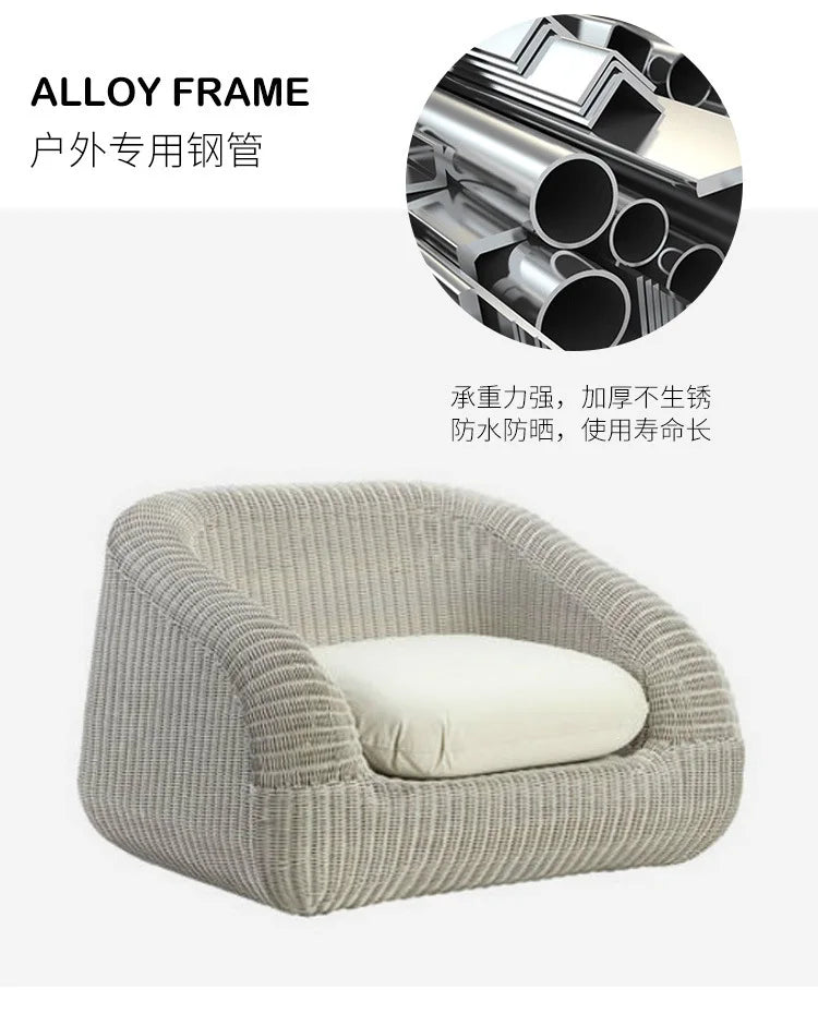 Outdoor courtyard rattan sofa rattan chair leisure sun room outdoor garden terrace round rattan sofa chair open-air furniture