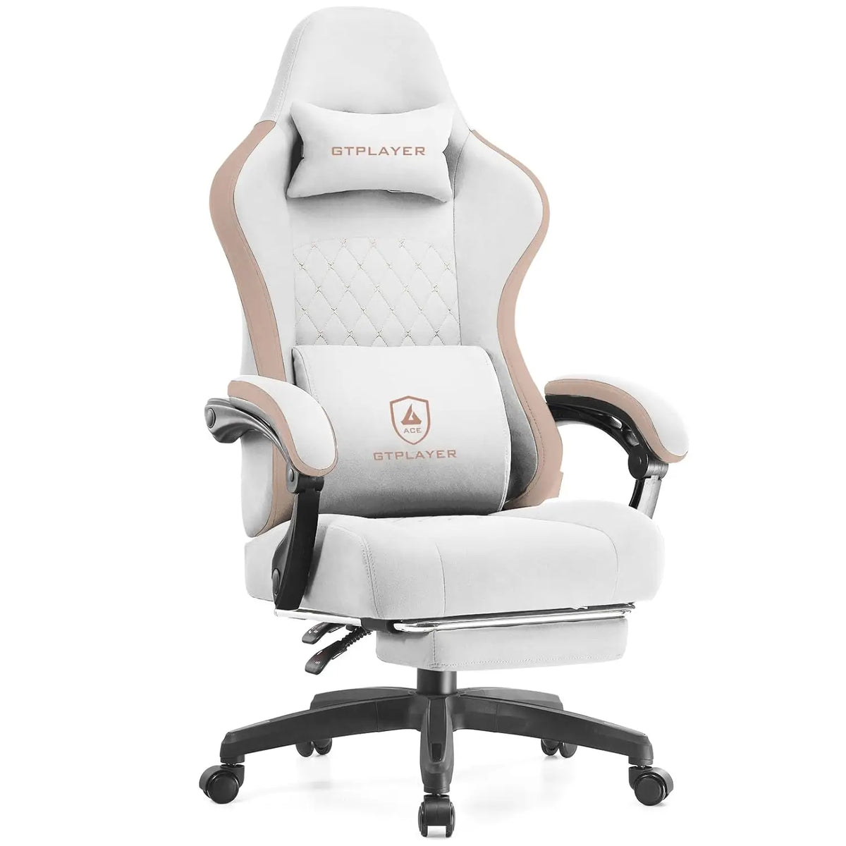 Office Chair, Gaming Computer Desk Fabric Chair with Footrest, High Back Ergonomic Office Chair with Pocket Spring Lumbar Suppor