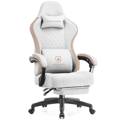 Office Chair, Gaming Computer Desk Fabric Chair with Footrest, High Back Ergonomic Office Chair with Pocket Spring Lumbar Suppor