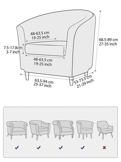 2pc/set Plush Club Chair Slipcover Stretch Elastic Chair Covers Solid Color Tub Chair Slipcovers Spandex Armchair Sofa Cover