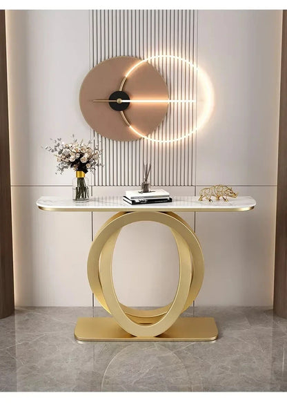 Luxurious Slate Console Tables Italian Semicircular Iron Entrance Cabinet Table Home Furniture Creative Corridor End View Desk T