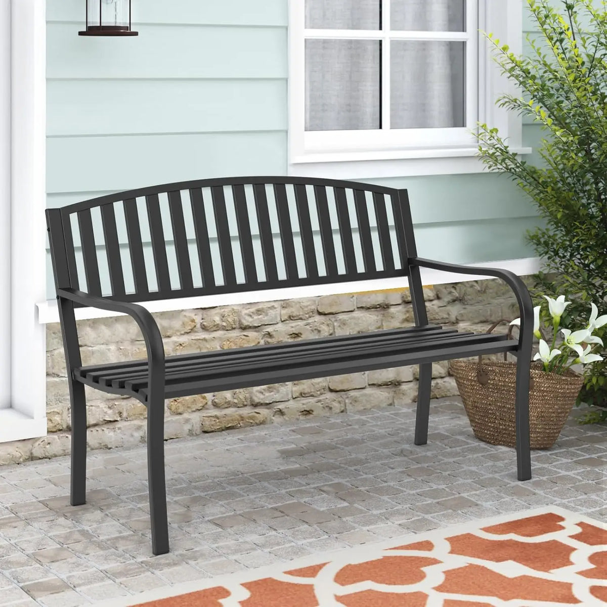 New Trend Backyard Modern Outdoor Bench Outdoor Garden Iron Bench