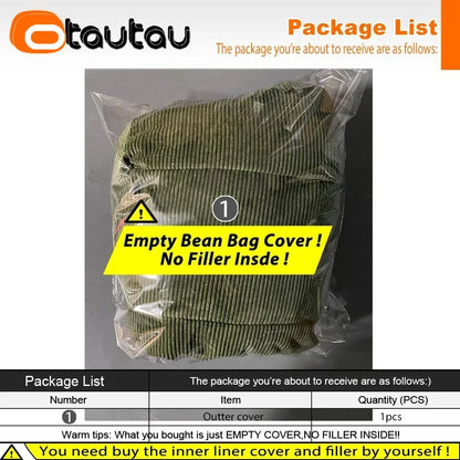 OTAUTAU Corduroy Bean Bag Cover SF325【No Filler Inside! You Need To Buy Filler By Yourself !】