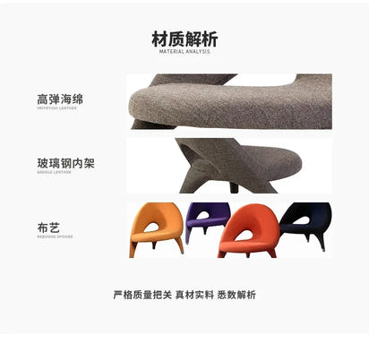 Italian Minimalist Creative Single Fabric Sofa Modern Light Luxury Home Living Room Bedroom Wingback Chair