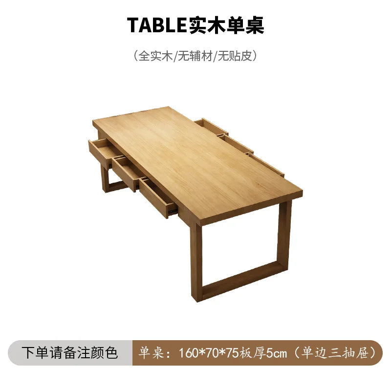 Nordic solid wood dining table with drawers household small apartment dining table rectangular dining