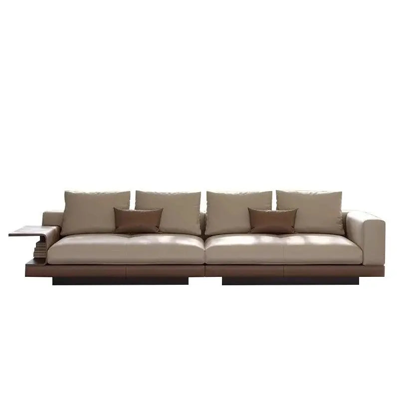 Modern Sofa Italian Minimalist High-end Living Room Sofa Leather Straight Row Leather