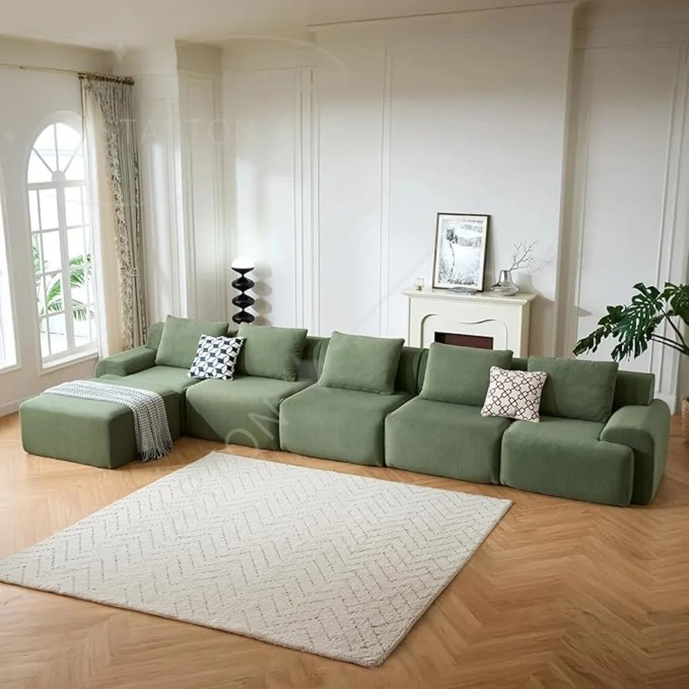189" Boneless Couches for Living Room, L-Shaped 6-Seat Sofa Modular Sectional Sofa