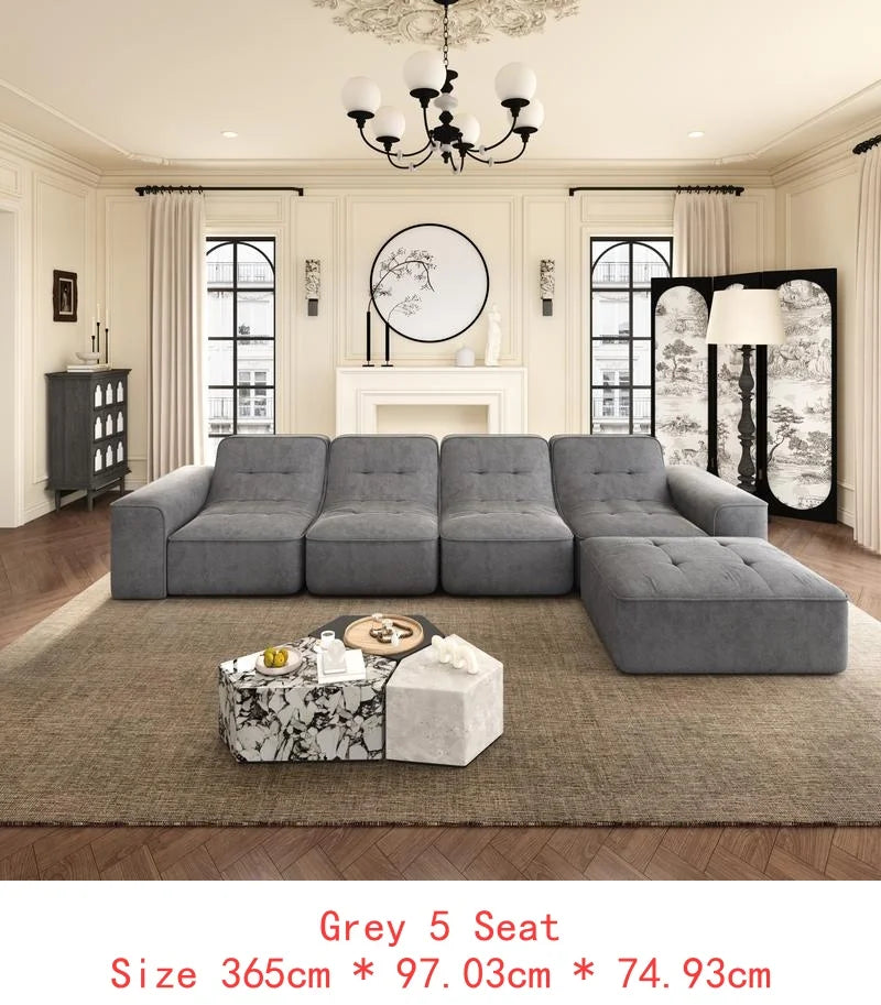 Modern Sparkling Chenille Fabric 83.6 Inch Modular 3-Seater Sectional Sofa Tufted Design Deep Seat Couch Ideal Divano Soggiorno