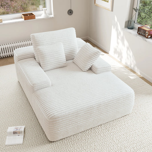 Sdoren 49inch Chaise Lounge Chair Indoor Oversized Corduroy Upholstered Boneless Sofa Bed Deep Seat Sleeper Couch Reading Chairs