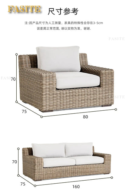 Outdoor sofa courtyard garden terrace leisure waterproof sunscreen art villa rattan furniture combination