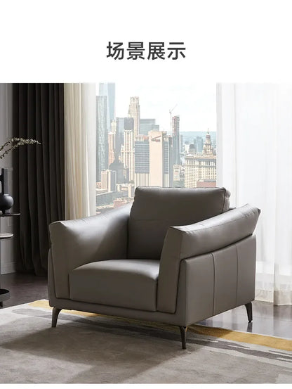 Italian simple style small apartment living room leather sofa