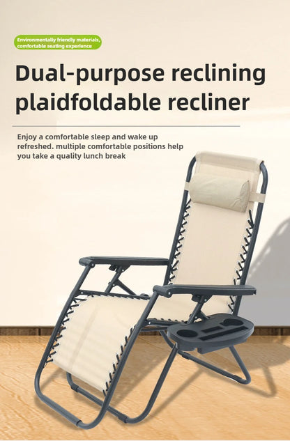 Portable Zero Gravity Lounge Chair – Folding Recliner with Lock, Cup Holder & Pillow for Patio Garden Balcony Camping Beach
