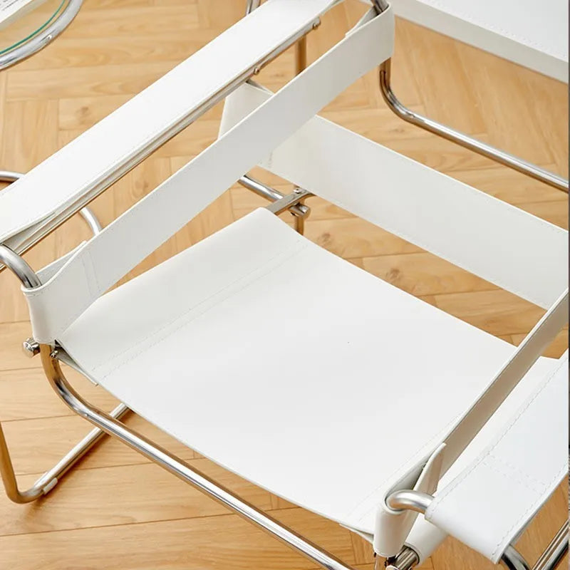MOMO Chair Lazy Sofa Scandinavian Saddle Leather Single Chair Stainless Steel Leisure Single Sofa Chair Lounge Chair