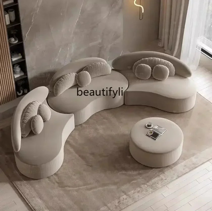 2003    Nordic light luxury curved sofa designer living room fabric sofa creative combination