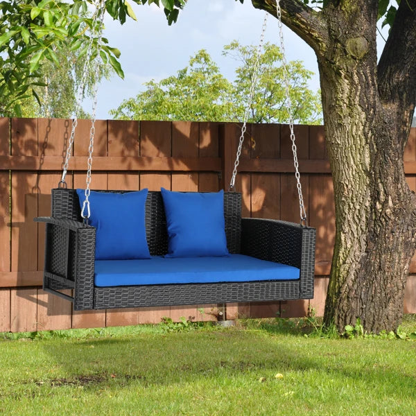 #For Heavy Duty 800 LBS Wicker Hanging Porch Swing with Cushions & Chains,  Outdoor Rattan Swing Bench for Garden, Yard&