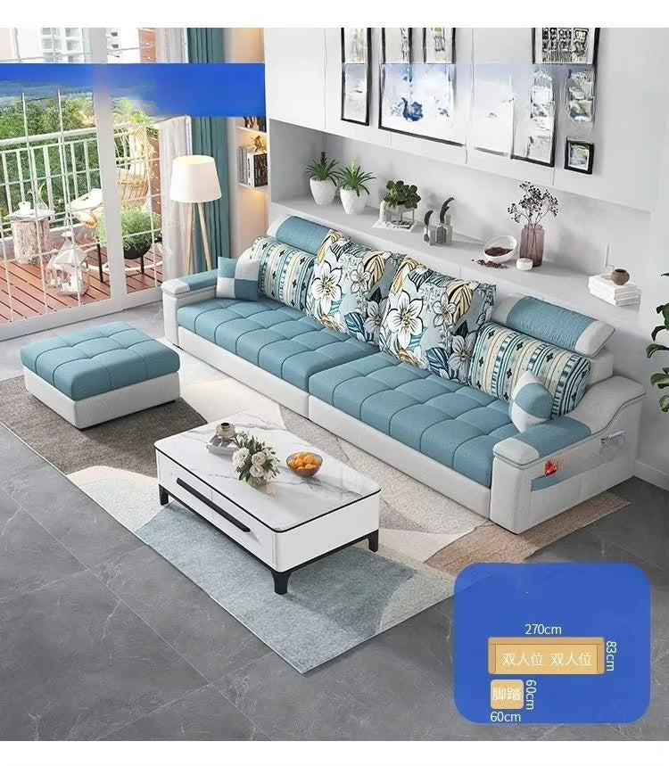 Fabric sofa set simple style combination living room