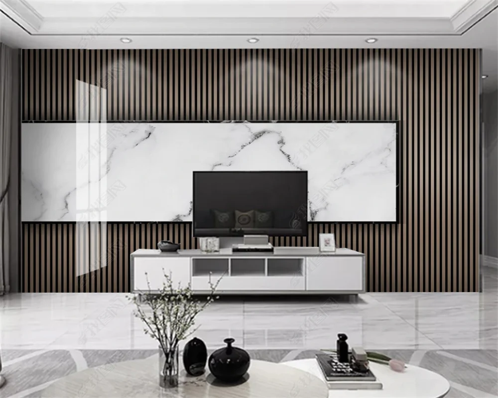 beibehang papel de parede Customized Nordic retro plant leaves, modern minimalist geometry, TV background wallpaper