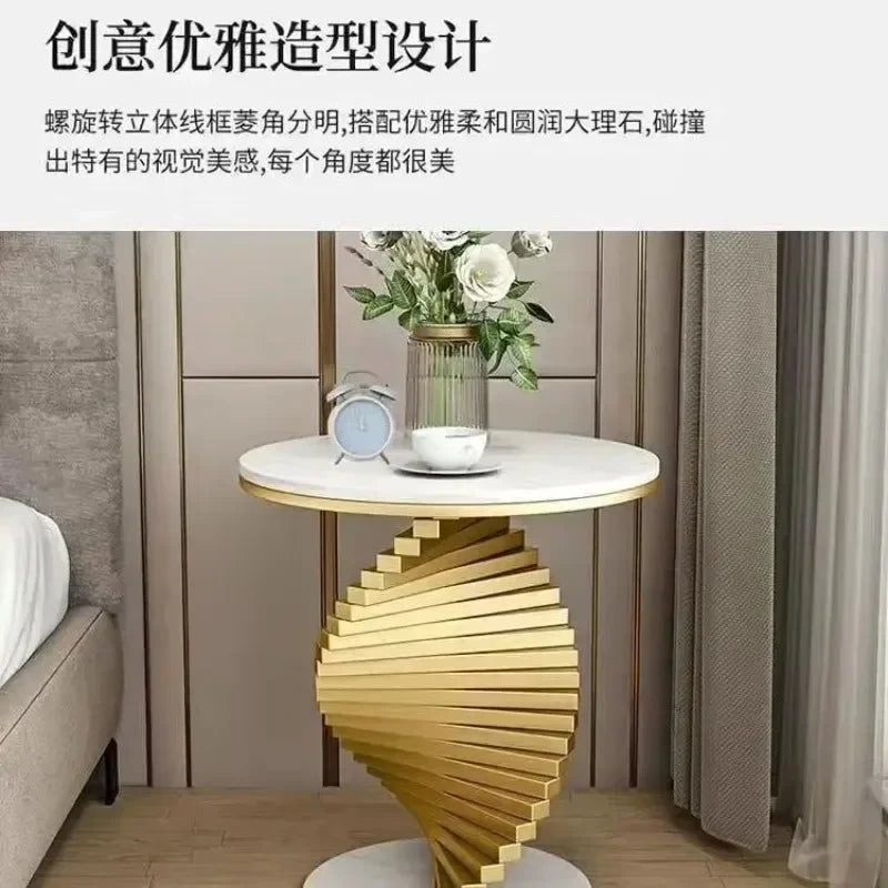 Style Light Luxury Marble Side Table Living Room  Sofa Corner  Creativity Balcony Small   Internet Celebrity Bedside Round