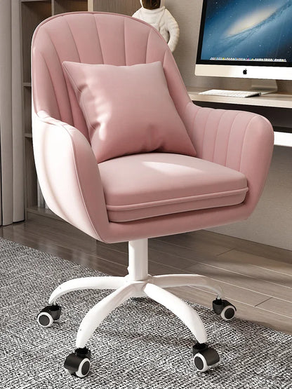 Cute Desk Chair For Girls Pink Ergonomic Computer Swivel Chair Adjustable Height Plush Padded Study Chair Bedroom Dorm Office