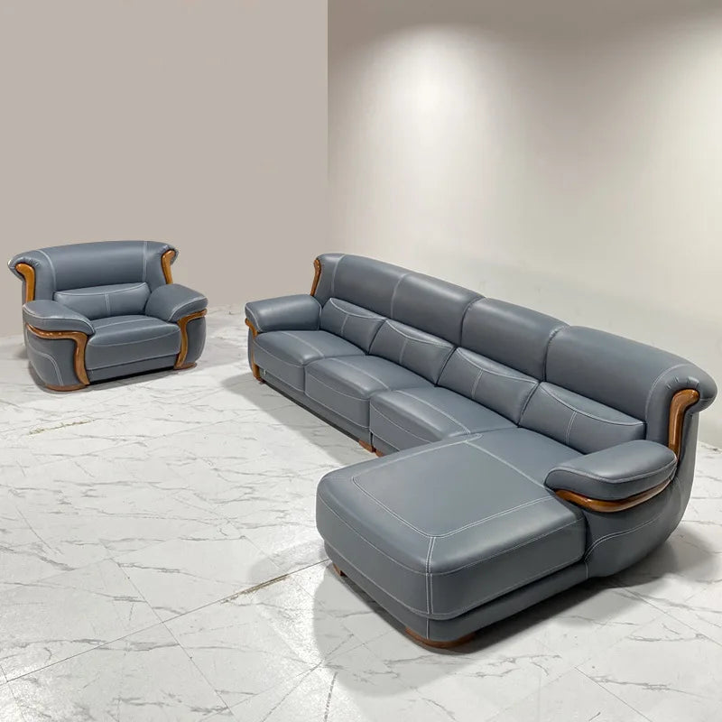 leather sofa modern simple living room combination small apartment Nordic first-layer cowhide princess corner furniture