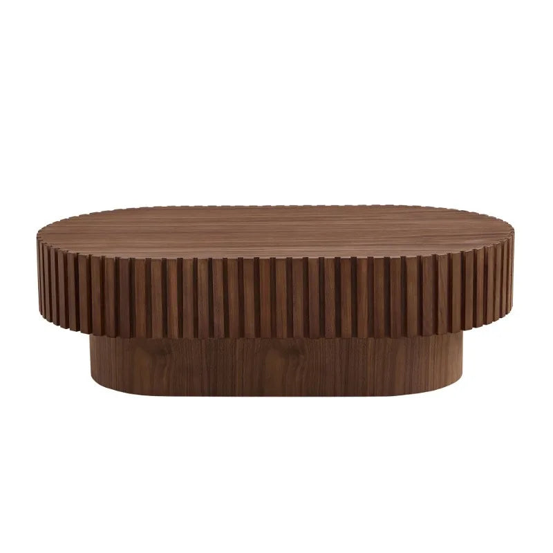 Modern Brown Woven Rattan Coffee Table Oval Shaped Living Room Side Table Home Decor Furniture
