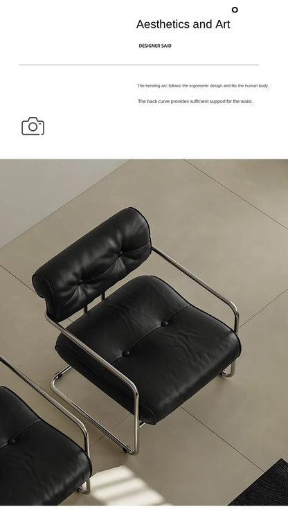 MOMO Antique Style Sofa Chair Living Room Designer Simple Single Chair Hotel Club Bauhaus Negotiation Stainless Steel Chair