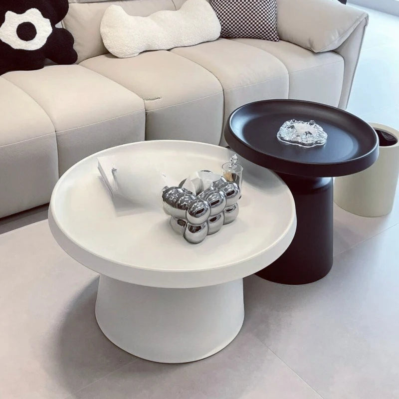Cream apartment Nordic coffee table living room household small apartment simple Internet celebrity wrought iron modern round