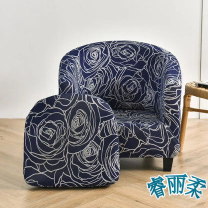 Stretch Club Chair Slipcover 2 Piece Printed Tub Chair Slipcover Stretch Armchair Cover Single Sofa Cover Furniture Protector