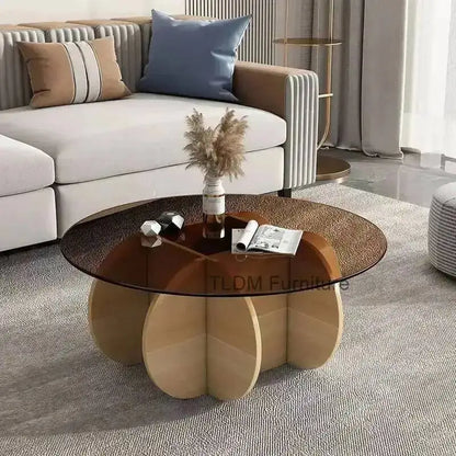 Table basse de salon ronde en verre trempé, design créatif, résistante aux hautes températures, style luxe