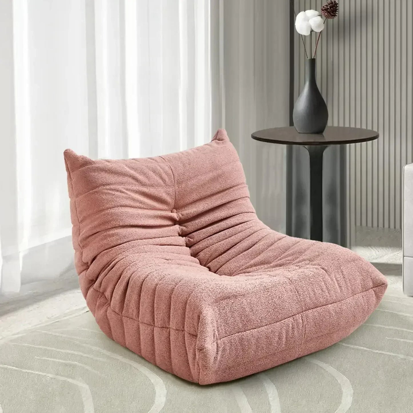 Single Casual Sofa Chair with Cat Scratch Leather Nordic Togo Lazy Caterpillar Sofa Bedroom Living Room Balcony Suede Sofa