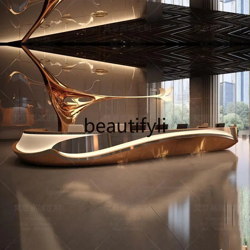 Painting front desk FRP reception desk Special-shaped creative service ...