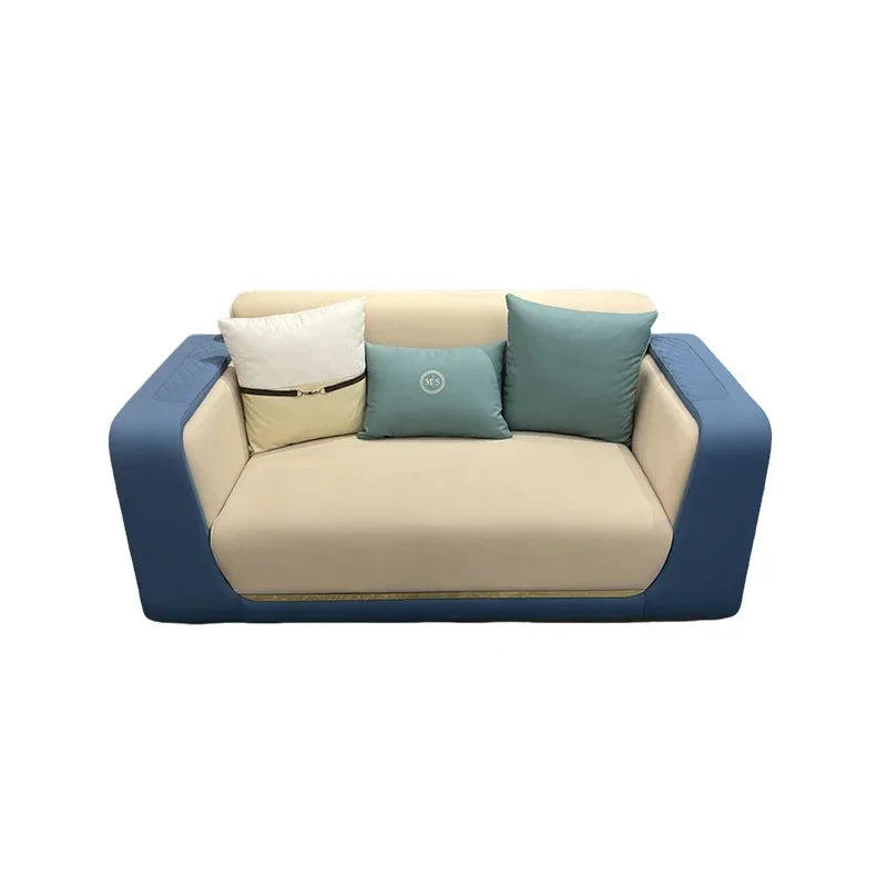 Italian light luxury large apartment leather sofa living room top layer cowhide designer villa high-end furniture combination