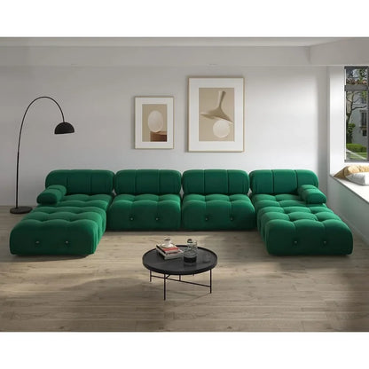 Nordic Sofa 138" Convertible Modular Sectional Couch, U-Shaped Minimalist Velvet , Mid-Century Modern Comfy