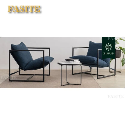 Aidan Sling Accent Chair / Metal Framed Armchair with Shredded Foam Cushioning, Oatmeal Chairs Living Room