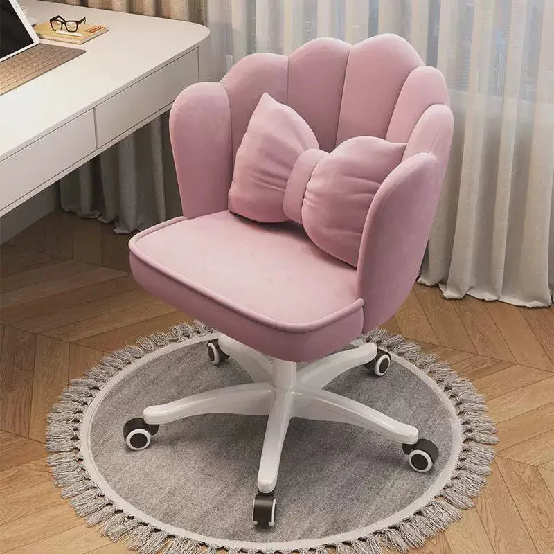 Rotating Makeup Stool for Girls Soft Comfortable Backrest Vanity Chair with Petal Design Home Dressing Table Stool Vanity Chairs