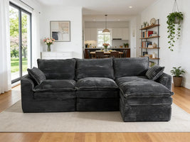 113" Cloud Sectional Boneless Couch for Living Room, Modern Modular Sectional Sofa Deep Seat with Ottoman,, Customized