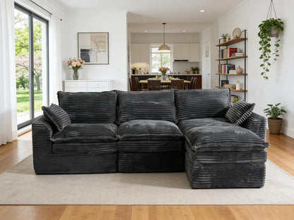 113" Cloud Sectional Boneless Couch for Living Room, Modern Modular Sectional Sofa Deep Seat with Ottoman,, Customized