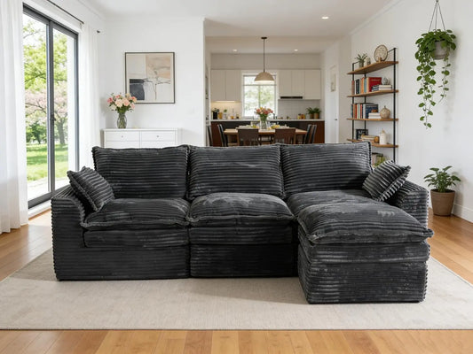 113" Cloud Sectional Boneless Couch for Living Room, Modern Modular Sectional Sofa Deep Seat with Ottoman,, Customized