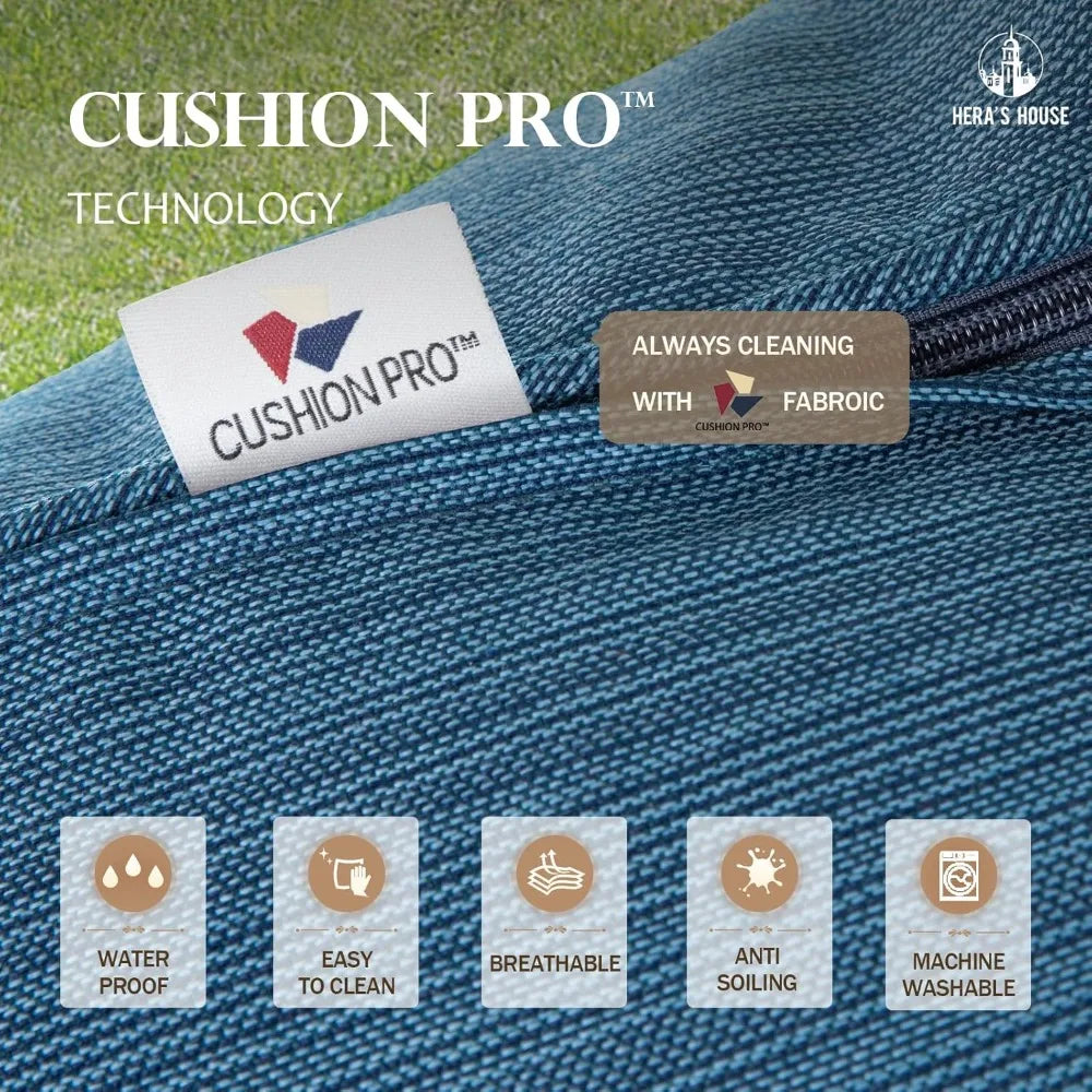 4 Piece Patio Furniture Set, 2 x Swivel Cushioned Chair, 3-Seat Sofa with Marbling Coffee Table, All Weather Outdoo