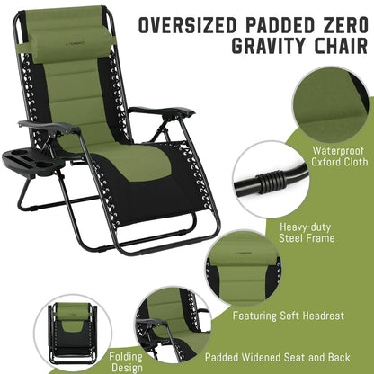 Chair Waterproof Oxford Cloth with Cotton Padded Adjustable Patio Zero Gravity Reclining
