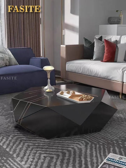 Postmodern tea table simple polygonal tea table Amazon green Italian light luxury rock slab special-shaped coffee table designer
