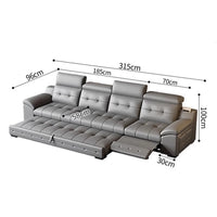 Electric Reclining Sectional Sofa Bed with Cup Holder & Adjustable Headrests – Italian Genuine Leather Convertible Sleeper Couch